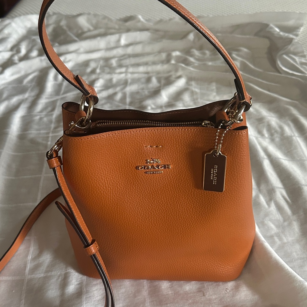Coach Orange Pebbled Leather Crossbody Bag